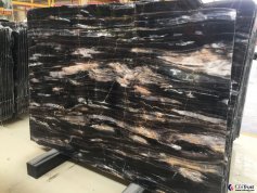 Polished new galaxy phantom black gold marble slab